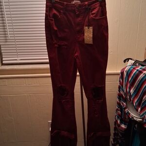 Elegant Burgundy Boot Cut Jeans